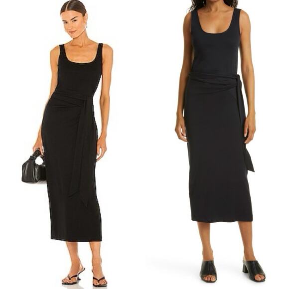 Vince Dresses & Skirts - VINCE Sleeveless Pima Cotton Midi Dress Black Quiet Luxury Wrap Dress Size L